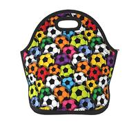DJNGN Soft Neoprene Football Lunch Tote Bag Lightweight Insulated Reusable Lunch Bag for Outdoor Travel Work School