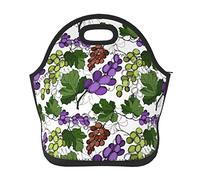 DJNGN Soft Neoprene Grape Lunch Tote Bag Lightweight Insulated Reusable Lunch Bag for Outdoor Travel Work School