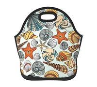 DJNGN Starfish Shell Lunch Bag Neoprene Insulated Cooler Lunch Tote Waterproof and Durable with Zipper for Kids Picnic Travel Lunch Bag