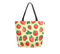 DJNGN Strawberry Canvas Tote Bag Tote Carrying Bag Shoulder Bag for Shopping Travel bag Reusable Grocery Bags