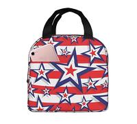 DJNGN Stripes Patriotic Flag Insulated Lunch Bag for Women Reusable Lunch Box Men Food Containers Portable Cooler Bags Reusable Snack Bag for Girls Boys