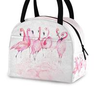 DJNGN Stylish Splashed Pink Flamingos Reusable Lunch Tote Bag Insulated Thermal Cooler Container Bag for Back to School Work Picnic Travel Fishing Beach