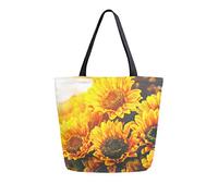DJNGN Sunflower Closeup Vintage Canvas Tote Bag Reusable Grocery Bags Tote Carrying Bag with Handles