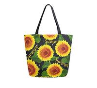 DJNGN Sunflower Polka Dot Floral Canvas Tote Bag Reusable Grocery Bags Tote Carrying Bag with Handles