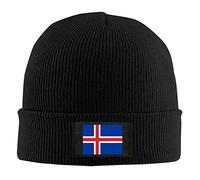 DJNGN The Icelandic Flag Unisex Beanie Hat Knitted Warm Cap Wool Knitted Hat Black