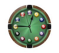 DJNGN Time to Play Pool Pattern Round Wall Clock, 10 Inch Battery Operated Silent Decorative Wall Clock for Office Living Room Home