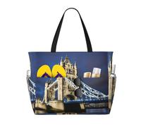 DJNGN Tower Bridge In London Extra Large Tote Bag For Women,Foldable Beach Bag With Pocket Weekender Travel Overnight Bag