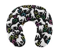 DJNGN Travel Pillow Compatible with Horses Pattern for Sleeping Rest On Car/Airplanes/Home, Memory Foam Travel Neck Pillow with Removable Breathable Zipper Cover