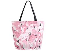 DJNGN Tropical Pink Flamingos Pattern Extra Large Canvas Shoulder Tote Top Storage Handle Bag for Gym Beach Weekender Travel Reusable Grocery Shopping