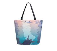 DJNGN Turtle And Sword Fishe Underwater Sea Wildlife Canvas Tote Bag Tote Carrying Bag Shoulder Bag for Shopping Travel bag Reusable Grocery Bags
