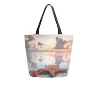DJNGN Two Starfish On Beach Canvas Tote Bag Tote Carrying Bag Shoulder Bag for Shopping Travel bag Reusable Grocery Bags