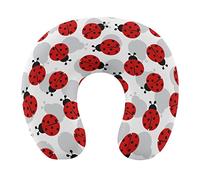 DJNGN U-Shaped Travel Pillow Memory Foam Travel Neck Pillow Head Neck Support Pillow for Traveling on Airplane, Bus, Train or at Home, Ladybugs Cartoon Cute