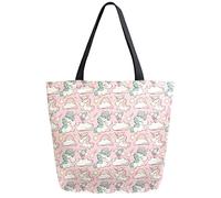 DJNGN Unicorn Balloon Clouds Reusable Grocery Shopping Bag Canvas Tote Bag Large Collapsible Washable Handbag Shoulder for Women