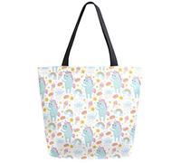 DJNGN Unicorn Star Ice Cream Reusable Grocery Shopping Bag Canvas Tote Bag Large Collapsible Washable Handbag Shoulder for Women
