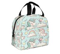 DJNGN Unicorns and Stars Lunch Tote Bag Little Cute Animal Girl Unicorn Cartoon Pattern Colorful Rainbow Lunch Organizer Box for Adults Work Outdoor