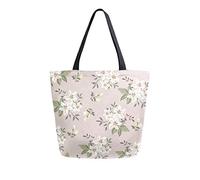 DJNGN Vintage Flower Pattern Canvas Tote Bag Reusable Grocery Bags Tote Carrying Bag with Handles