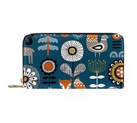 DJNGN Wallet for Women Clutch Purses for Women Card Holder Organizer Leather Zipper Purse Animal Fox Owls Tree