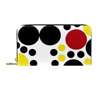 DJNGN Wallet for Women Clutch Purses for Women Card Holder Organizer Leather Zipper Purse Black Yellow Red Circle Dot Pattern