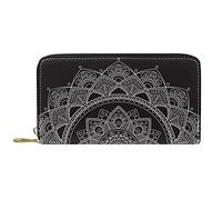 DJNGN Wallet for Women Clutch Purses for Women Card Holder Organizer Leather Zipper Purse Bohemia Flower Geometry Pattern