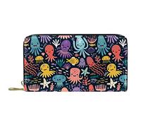 DJNGN Wallet for Women Clutch Purses for Women Card Holder Organizer Leather Zipper Purse Cartoon Sea Animal