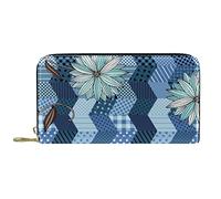 DJNGN Wallet for Women Clutch Purses for Women Card Holder Organizer Leather Zipper Purse Colorful Flower Stripe Pattern