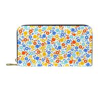 DJNGN Wallet for Women Clutch Purses for Women Card Holder Organizer Leather Zipper Purse Colorful Flowers Patern