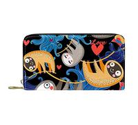 DJNGN Wallet for Women Clutch Purses for Women Card Holder Organizer Leather Zipper Purse Cute Abstract Art Cartoon Sloth Baby