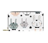 DJNGN Wallet for Women Clutch Purses for Women Card Holder Organizer Leather Zipper Purse Cute Animal Rabbit Face Pattern