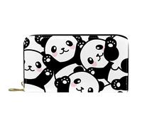 DJNGN Wallet for Women Clutch Purses for Women Card Holder Organizer Leather Zipper Purse Cute Animal Panda Pattern