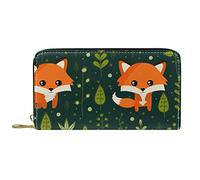 DJNGN Wallet for Women Clutch Purses for Women Card Holder Organizer Leather Zipper Purse Cute Cartoon Animal Fox