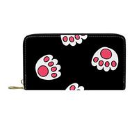 DJNGN Wallet for Women Clutch Purses for Women Card Holder Organizer Leather Zipper Purse Cute Cat Black Background