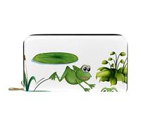 DJNGN Wallet for Women Clutch Purses for Women Card Holder Organizer Leather Zipper Purse Cute Green Frog