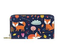DJNGN Wallet for Women Clutch Purses for Women Card Holder Organizer Leather Zipper Purse Fox Mushroom Cartoon Animal