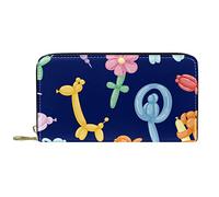 DJNGN Wallet for Women Clutch Purses for Women Card Holder Organizer Leather Zipper Purse Funny Balloon Cartoon Animal Pattern