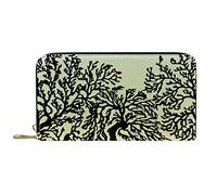 DJNGN Wallet for Women Clutch Purses for Women Card Holder Organizer Leather Zipper Purse Mangrove Silhouette Tree Branches