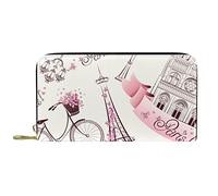 DJNGN Wallet for Women Clutch Purses for Women Card Holder Organizer Leather Zipper Purse Paris Eiffel Tower