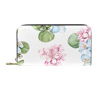 DJNGN Wallet for Women Clutch Purses for Women Card Holder Organizer Leather Zipper Purse Pink Blue Flower Pattern