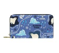 DJNGN Wallet for Women Clutch Purses for Women Card Holder Organizer Leather Zipper Purse Polar Animals Pattern