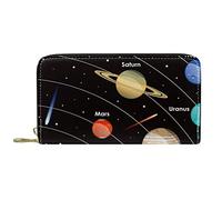 DJNGN Wallet for Women Clutch Purses for Women Card Holder Organizer Leather Zipper Purse Solar System