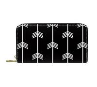 DJNGN Wallet for Women Clutch Purses for Women Card Holder Organizer Leather Zipper Purse White Arrow on Black Background Pattern