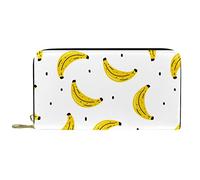 DJNGN Wallet for Women Clutch Purses for Women Card Holder Organizer Leather Zipper Purse Yellow Banana Pattern Summer Fruit