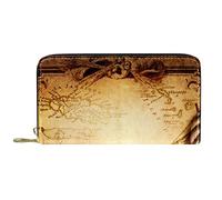 DJNGN Wallet Leather Leather Zip Long Purse Adventure Stories Vintage