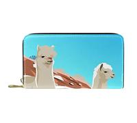 DJNGN Wallet Leather Leather Zip Long Purse Alpaca Pattern