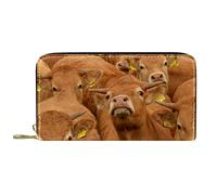 DJNGN Wallet Leather Leather Zip Long Purse Animal Cow Cattle Funny