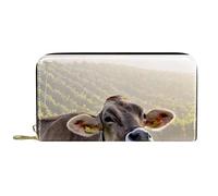 DJNGN Wallet Leather Leather Zip Long Purse Animal Cow Ranch Prairie