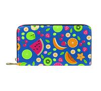 DJNGN Wallet Leather Leather Zip Long Purse Banana Watermelon Strawberry