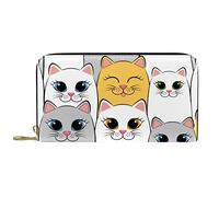 DJNGN Wallet Leather Leather Zip Long Purse Big Eyes Cartoon Cat