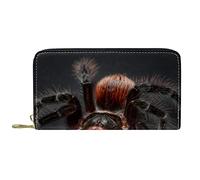 DJNGN Wallet Leather Leather Zip Long Purse Black and Orange Tarantula