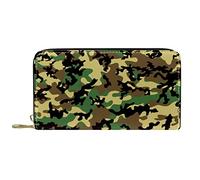 DJNGN Wallet Leather Leather Zip Long Purse Camouflage Camo
