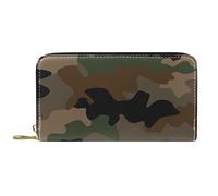 DJNGN Wallet Leather Leather Zip Long Purse Camouflage Pattern